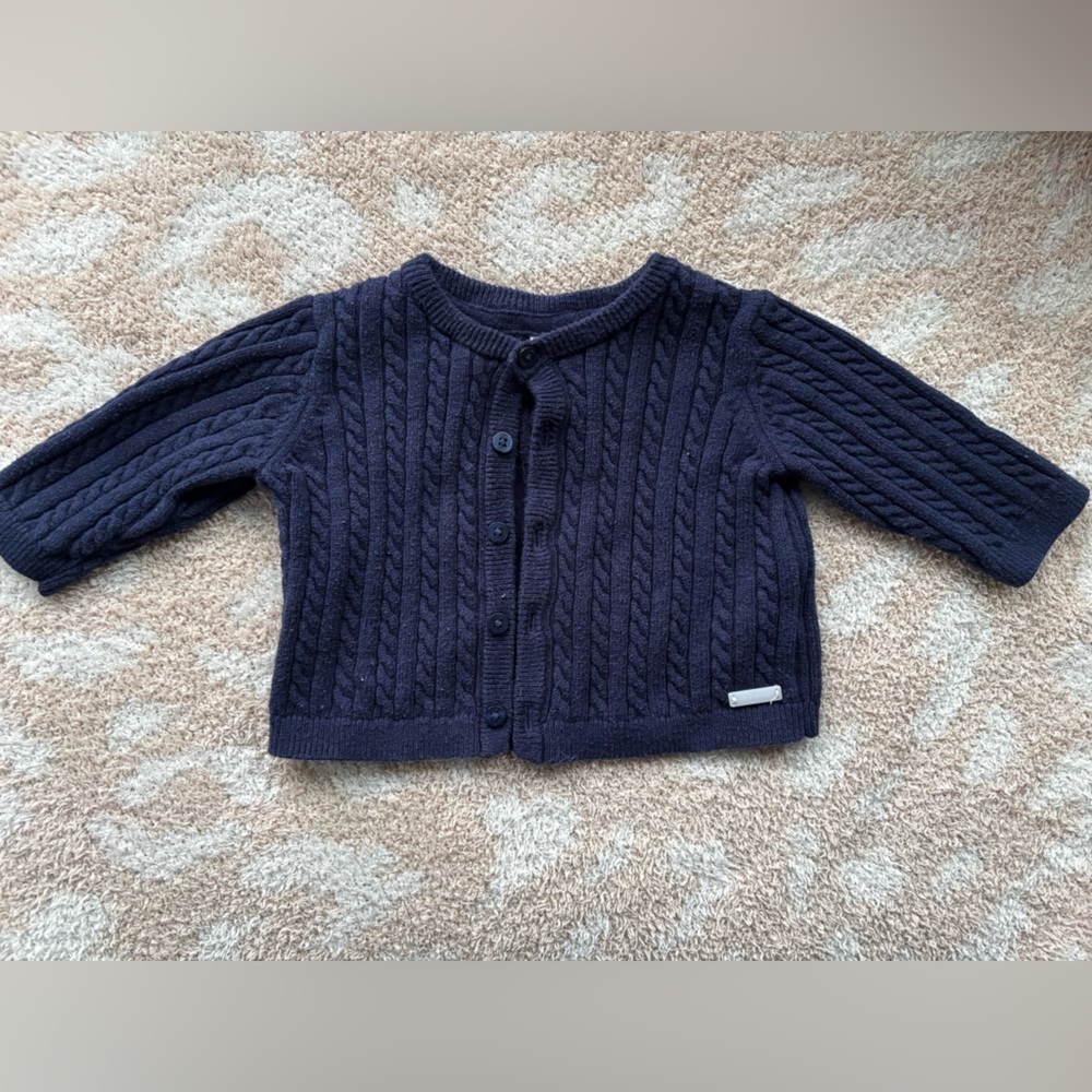 Janie and Jack Navy Cable Knit Sweater cardigan 3-6 months